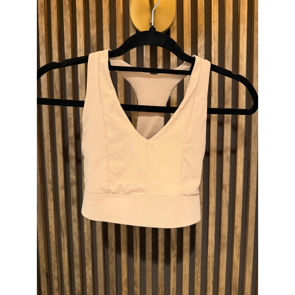 Fabletics Sports Bra‎ V Neck Beige Size S